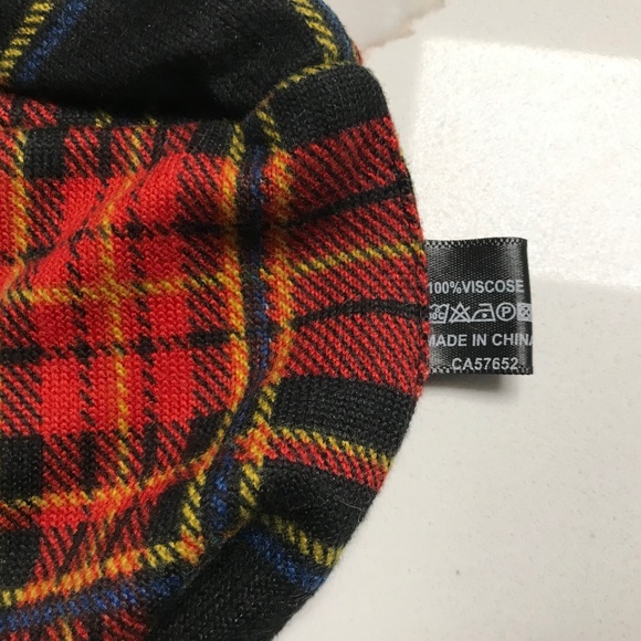 Plaid Circular Scarf in Red, Yellow and Black - Picture 4 of 5